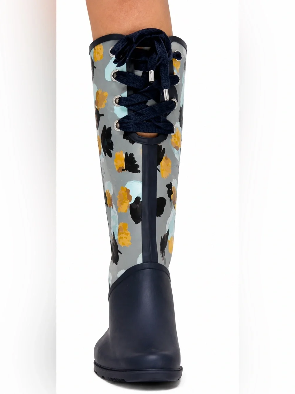 Coach Tristee Floral Tall Rainboots Navy Cornflower Size 7 w/ Box